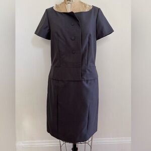 Classic Short-Sleeve Sheath Dress in Charcoal